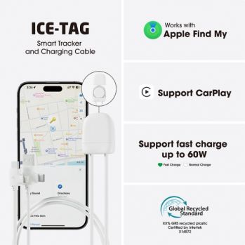 Personalised Xoopar ICE-TAG - smart tracker FIND-ME charge cable