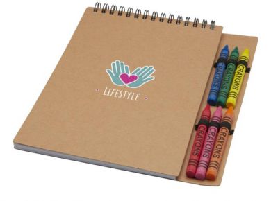 Promotional Doodle A5 Spiral Soft Cover Notebook & Crayon Se